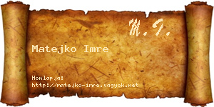 Matejko Imre névjegykártya